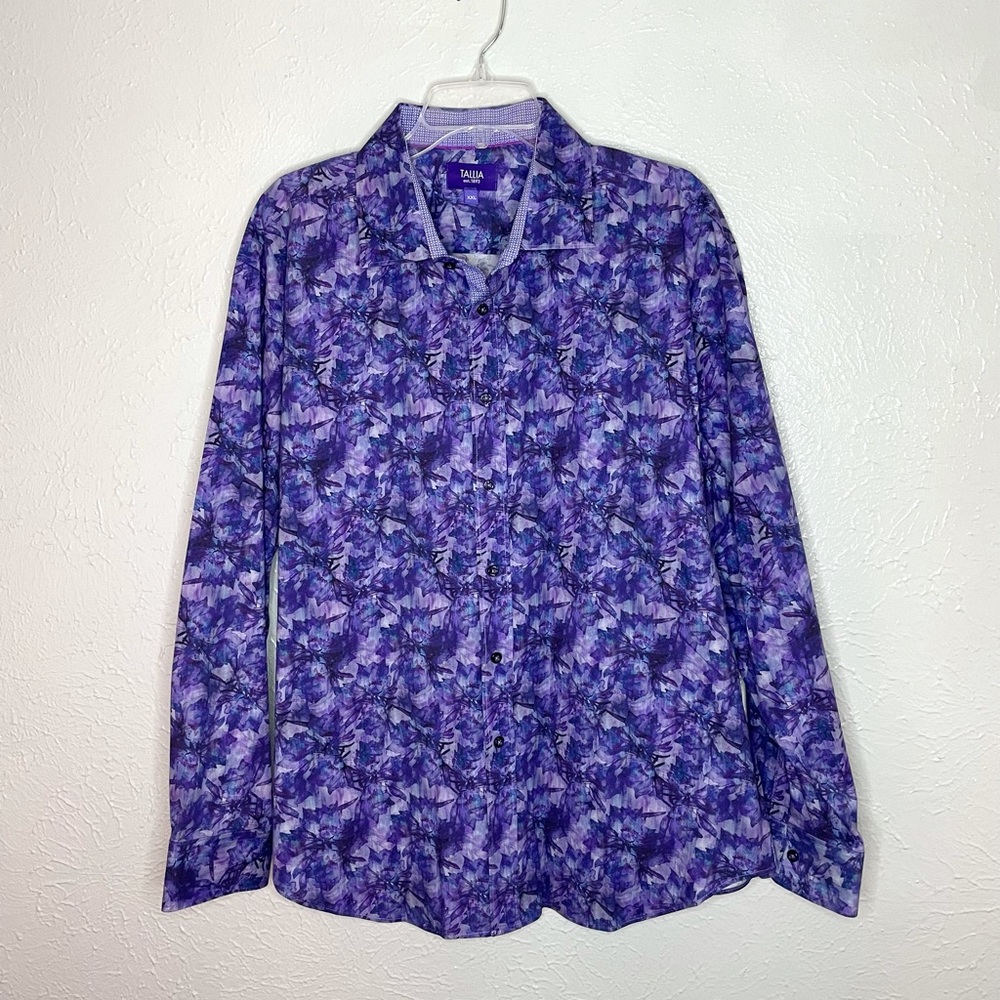 TALLIA Men’s Indigo Floral Print Button Down